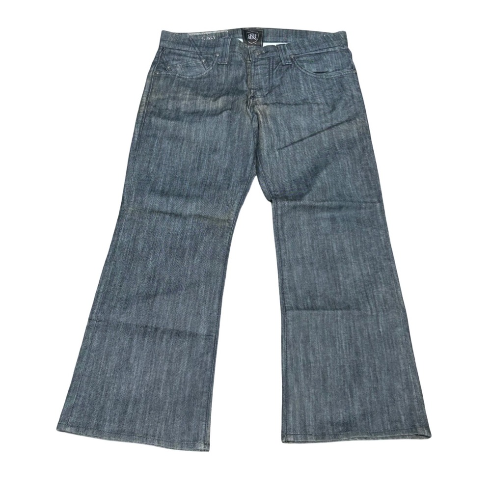 Rock & Republic Mens Dark Wash Textured Denim Jeans 30x32 Embroidered Pockets